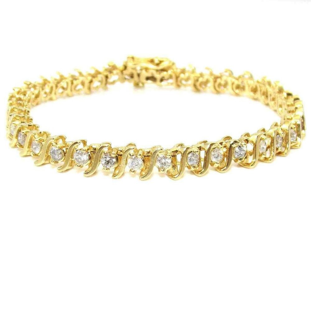 14K Yellow Gold 2.00 ct Natural Diamond Tennis Bracelet